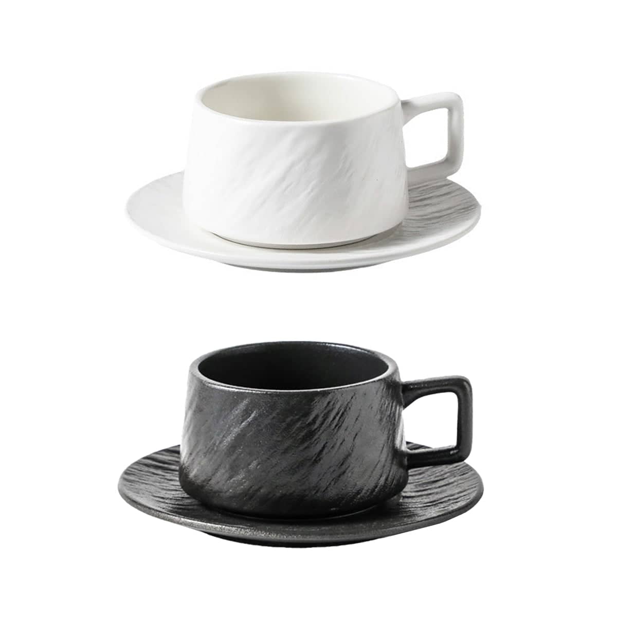 Ceramic Coffee Cup and Saucer Set for Tea and Coffee - Black - view 3