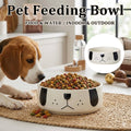 Ceramic Dog Face Pet Feeding Bowl for Cats and Dogs - Cream, 16 cm