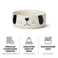 Ceramic Dog Face Pet Feeding Bowl for Cats and Dogs - Cream, 16 cm - view 5