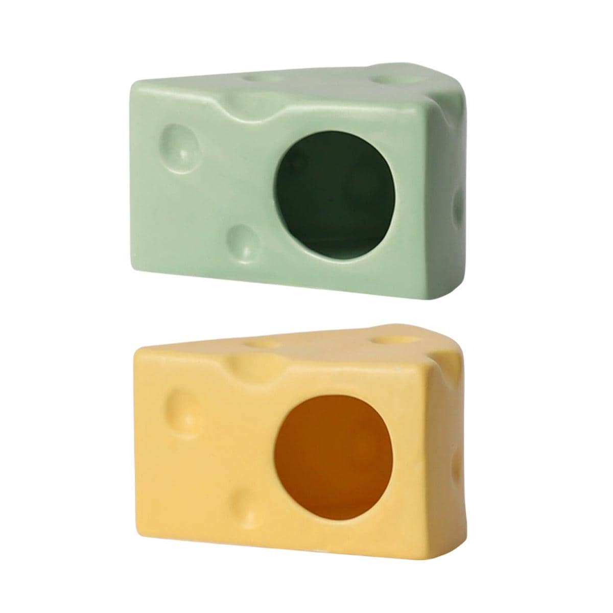 Ceramic Hamster Nest, Cheese Shape Sleeping House - Green - view 3