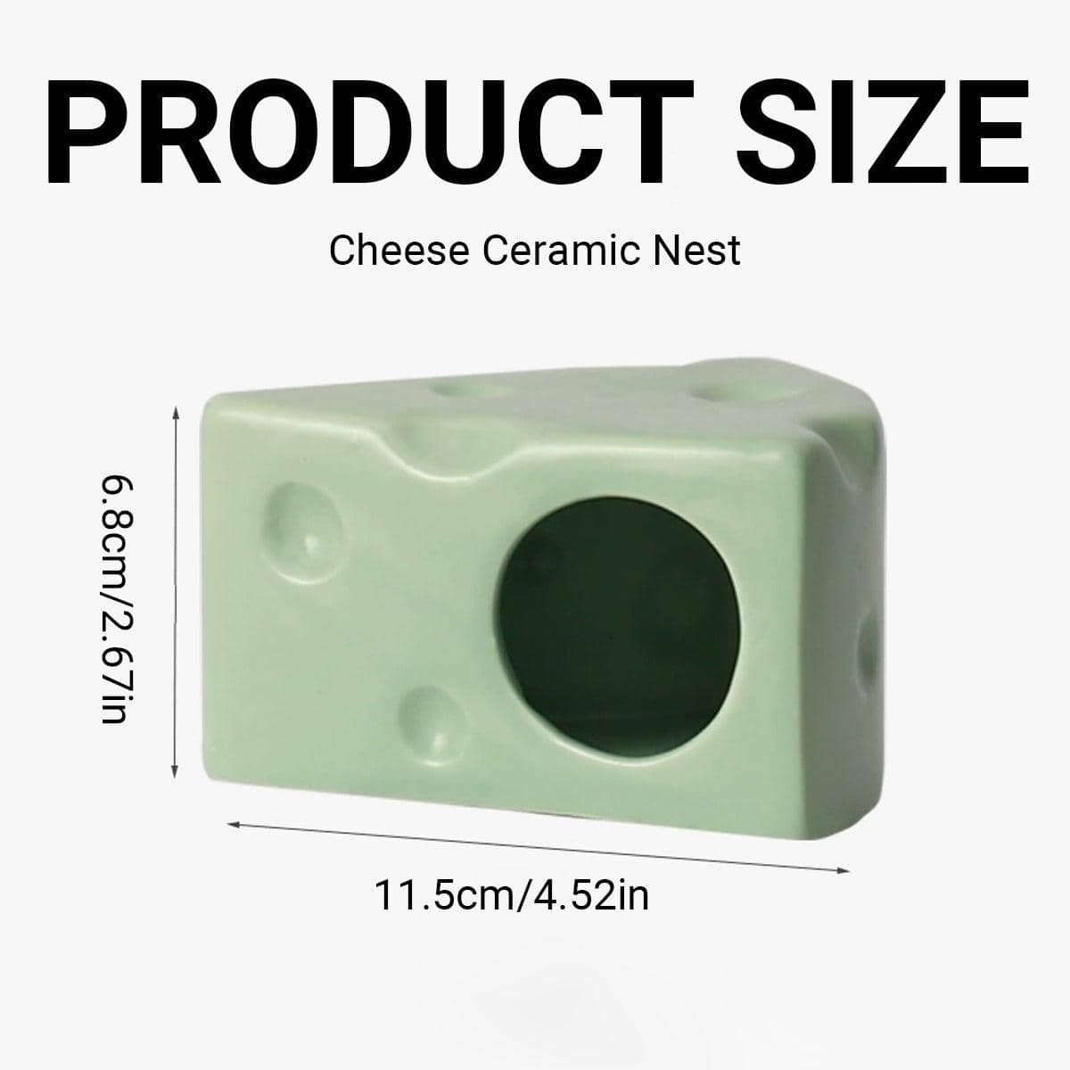 Ceramic Hamster Nest, Cheese Shape Sleeping House - Green - view 4