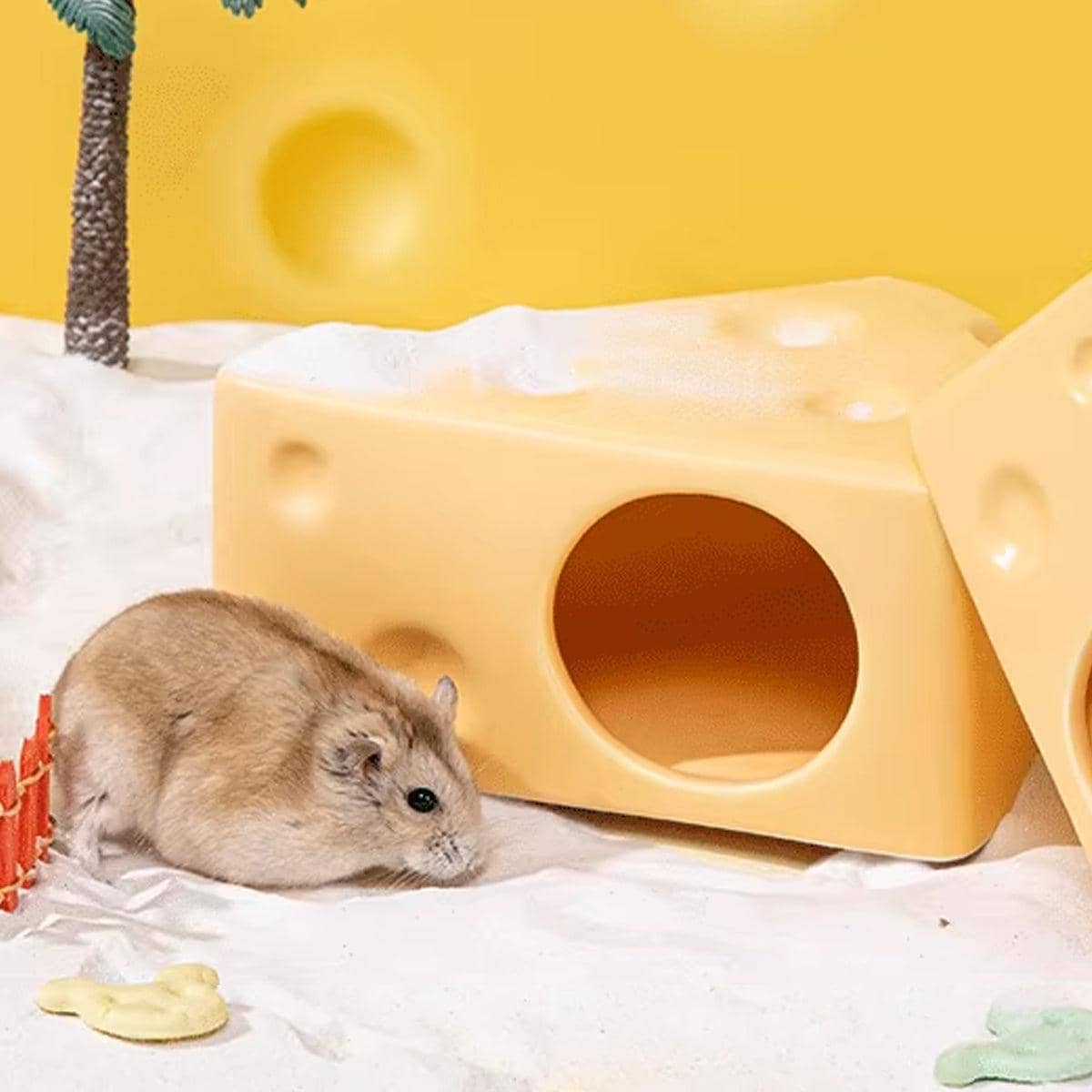 Ceramic Hamster Nest, Cheese Shape Sleeping House - Green - view 5