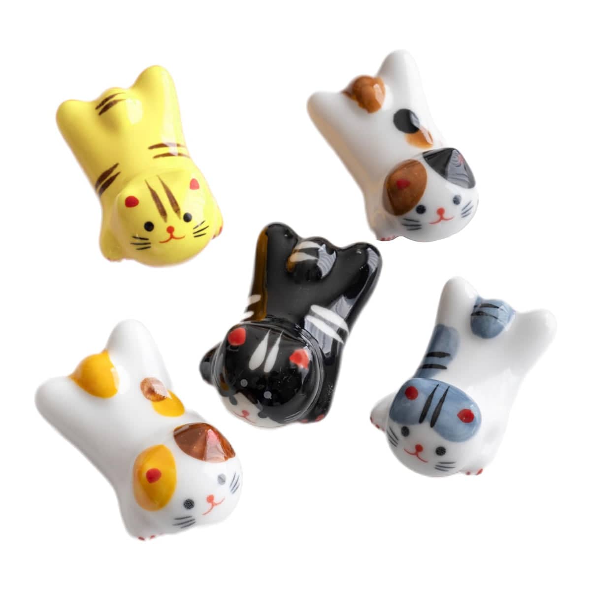Ceramic Kitten Chopstick Holders, Pack of 5 - Assorted Cat Designs - view 2