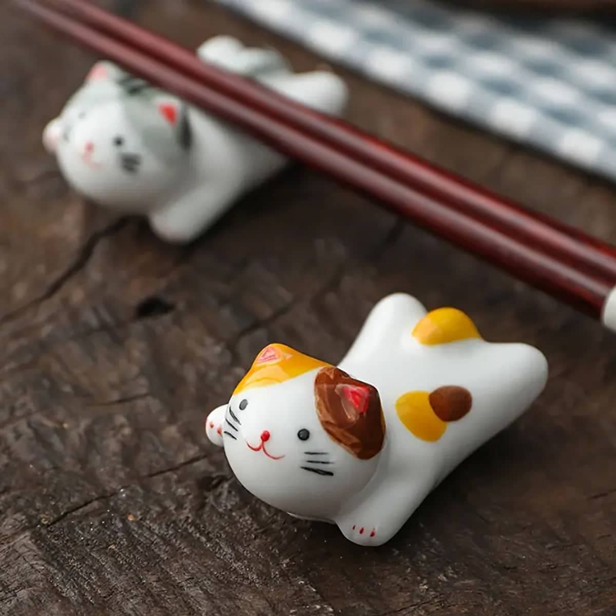 Ceramic Kitten Chopstick Holders, Pack of 5 - Assorted Cat Designs - view 5