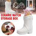 Ceramic Matchbox Holder - White, Boot Shaped, 7.25 x 3.35 x 7.5 cm