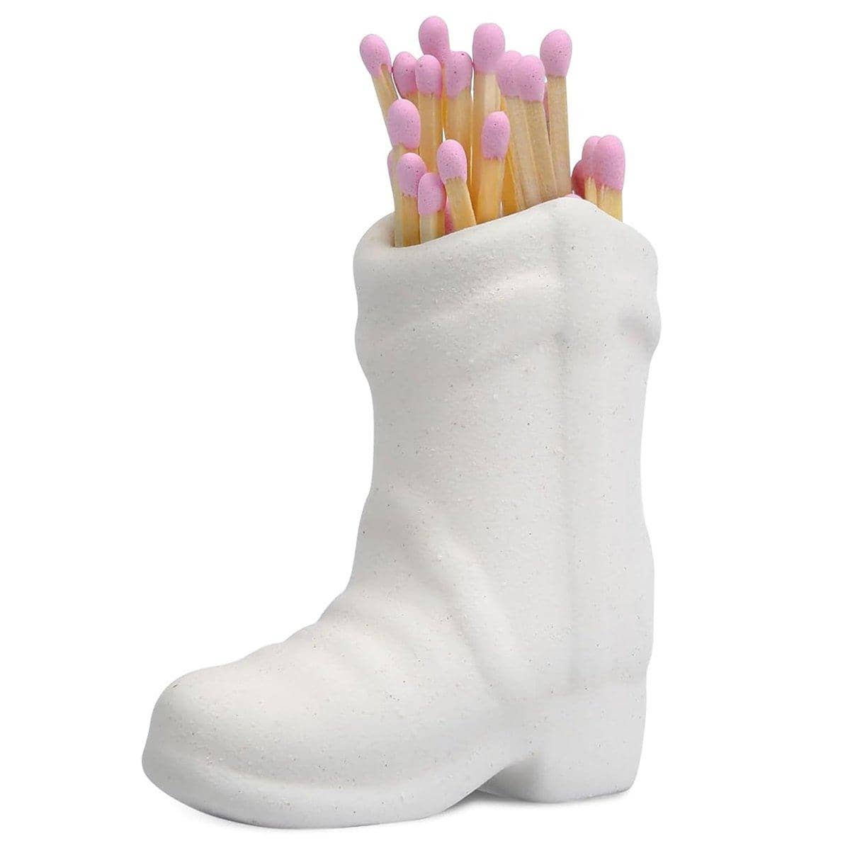 Ceramic Matchbox Holder - White, Boot Shaped, 7.25 x 3.35 x 7.5 cm - view 2