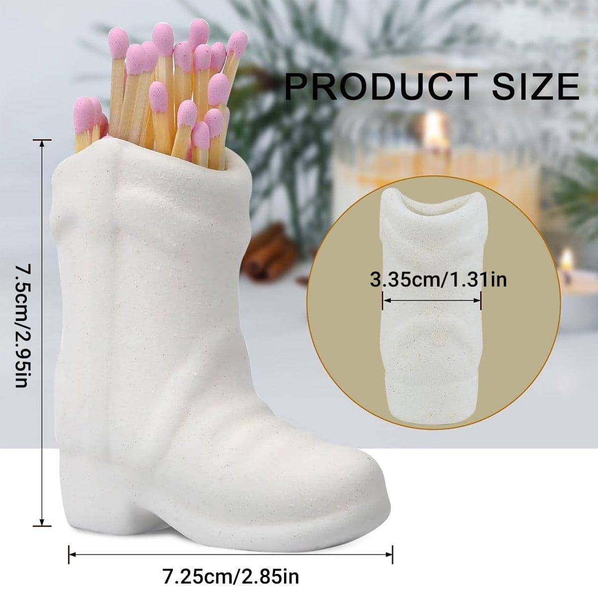 Ceramic Matchbox Holder - White, Boot Shaped, 7.25 x 3.35 x 7.5 cm - view 3