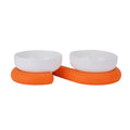 Ceramic Pet Bowl Set with Non Slip Silicone Base for Cats and Small Dogs - Orange