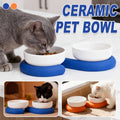 Ceramic Pet Bowl Set with Non Slip Silicone Base for Cats and Small Dogs - Orange - view 2