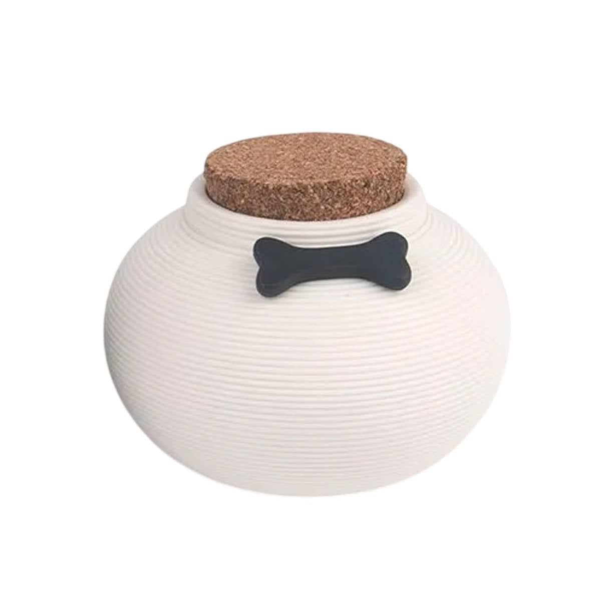 Ceramic Pet Memorial Urn with Cork Lid - White