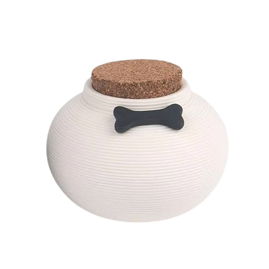 Ceramic Pet Memorial Urn with Cork Lid - White
