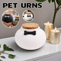 Ceramic Pet Memorial Urn with Cork Lid - White - view 2