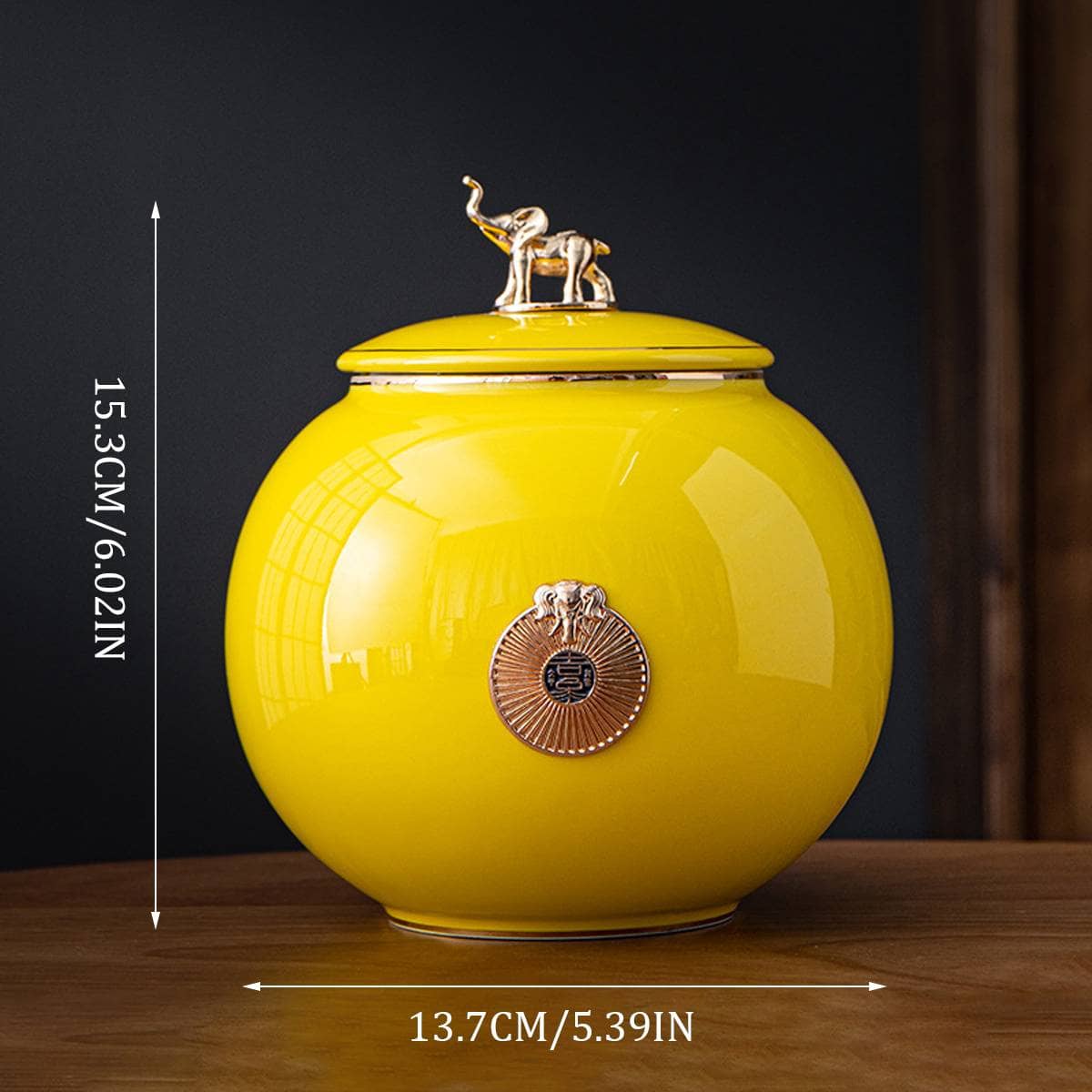 Ceramic Pet Memorial Urn Medium (15.3 cm Tall) - Yellow - view 4