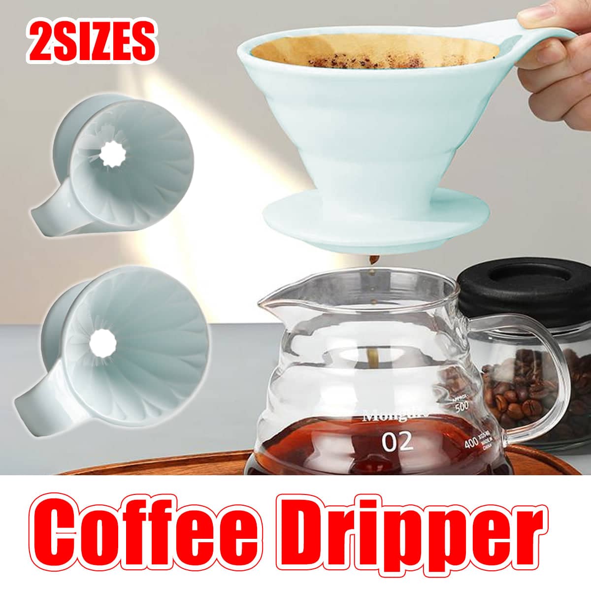 Ceramic Pour Over Coffee Dripper, Reusable and Heat Resistant - Size S, 13 x 8.5 x 8 cm - view 2