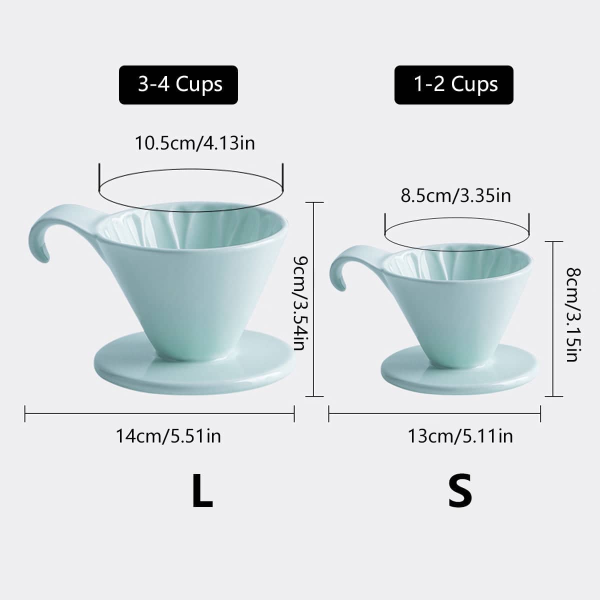 Ceramic Pour Over Coffee Dripper, Reusable and Heat Resistant - Size S, 13 x 8.5 x 8 cm - view 4