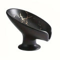 Ceramic Self-Draining Soap Dish with Marble Pattern - Black