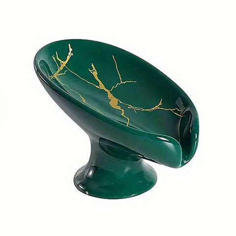 Ceramic Self-Draining Soap Dish with Marble Pattern - Green