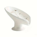 Ceramic Self-Draining Soap Dish with Marble Pattern - White