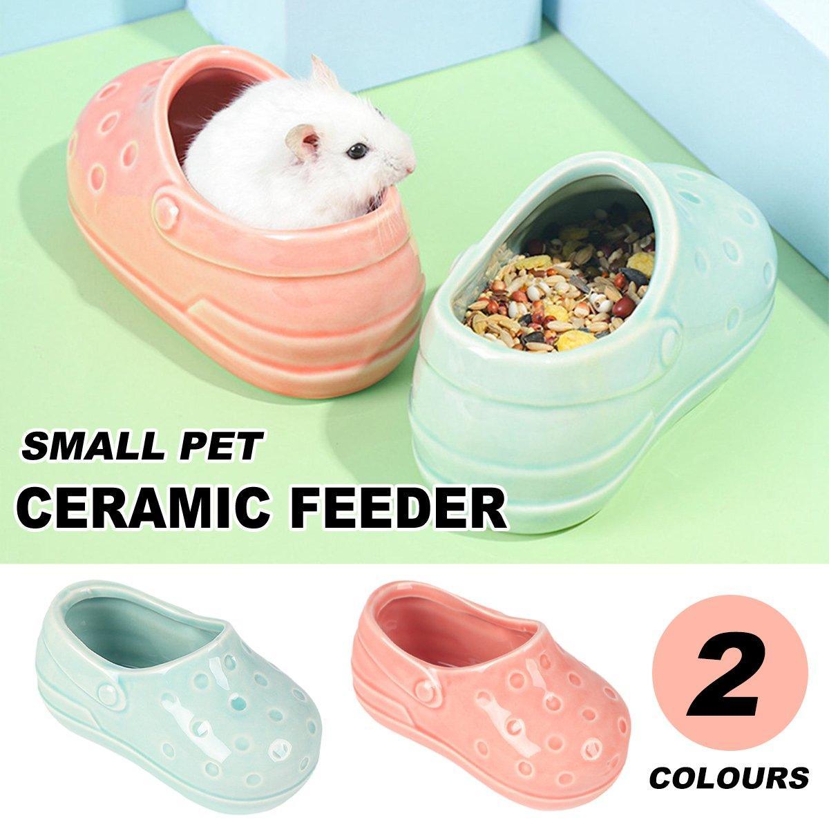 Ceramic Shoe-Shaped Food Bowl for Hamsters and Small Pets - Coral Pink - view 2
