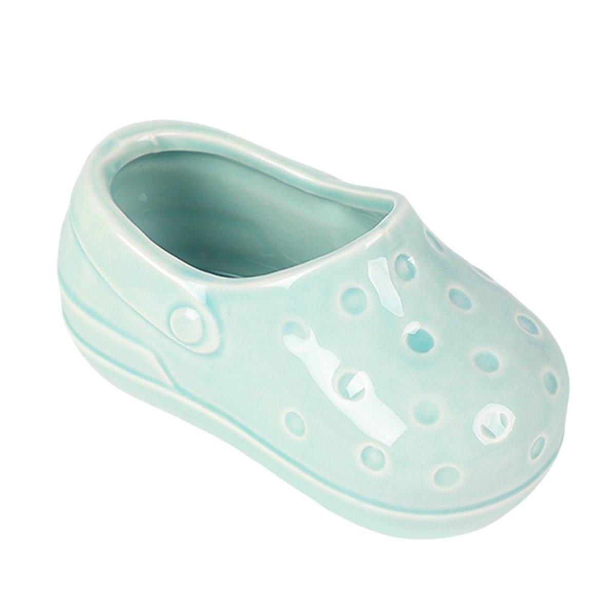 Ceramic Shoe-Shaped Food Bowl for Hamsters and Small Pets - Mint Green