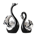 Ceramic Swan Figurine Set of 2 Tabletop Ornaments - Black