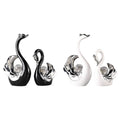 Ceramic Swan Figurine Set of 2 Tabletop Ornaments - Black - view 3