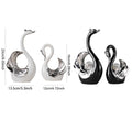 Ceramic Swan Figurine Set of 2 Tabletop Ornaments - Black - view 4