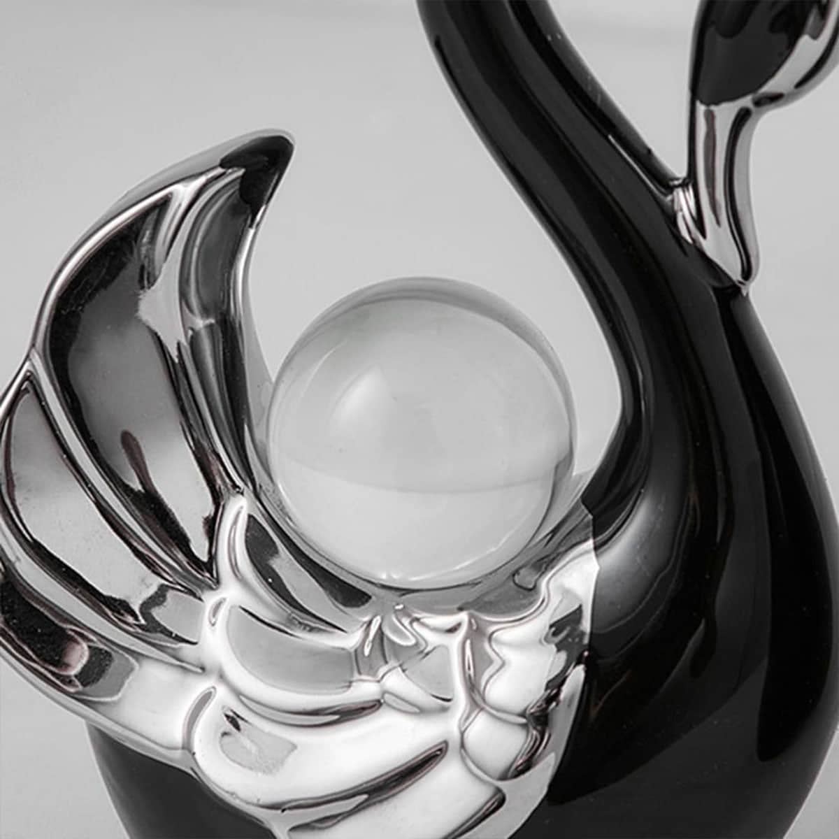 Ceramic Swan Figurine Set of 2 Tabletop Ornaments - Black - view 5