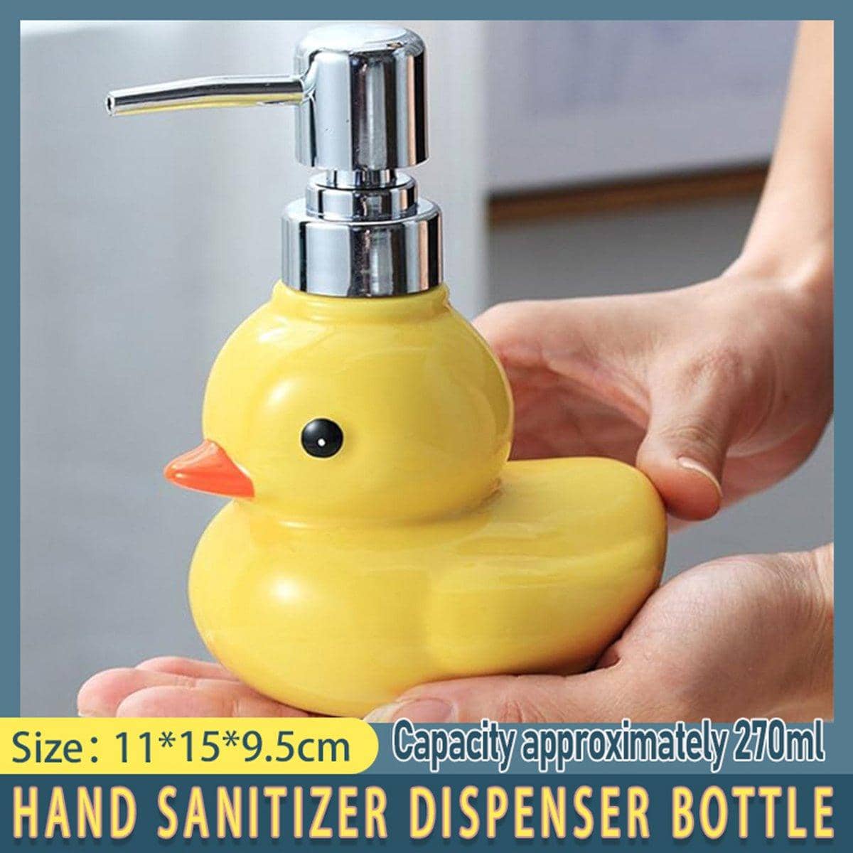 Ceramic Yellow Duck Hand Sanitiser Dispenser Bottle with Press Pump - view 2