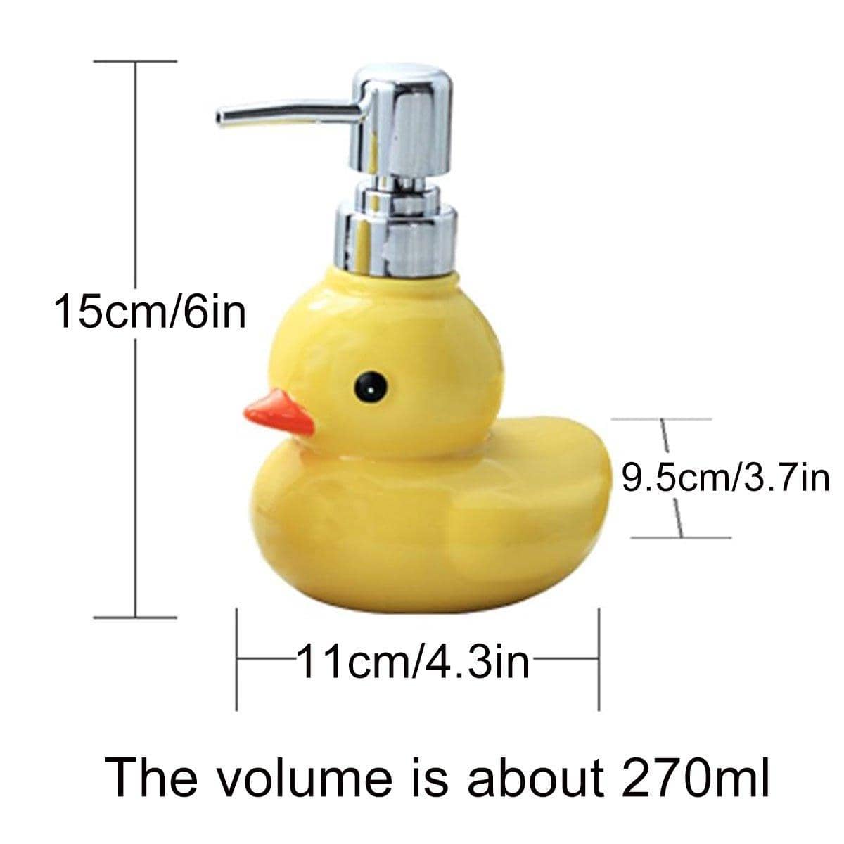 Ceramic Yellow Duck Hand Sanitiser Dispenser Bottle with Press Pump - view 3
