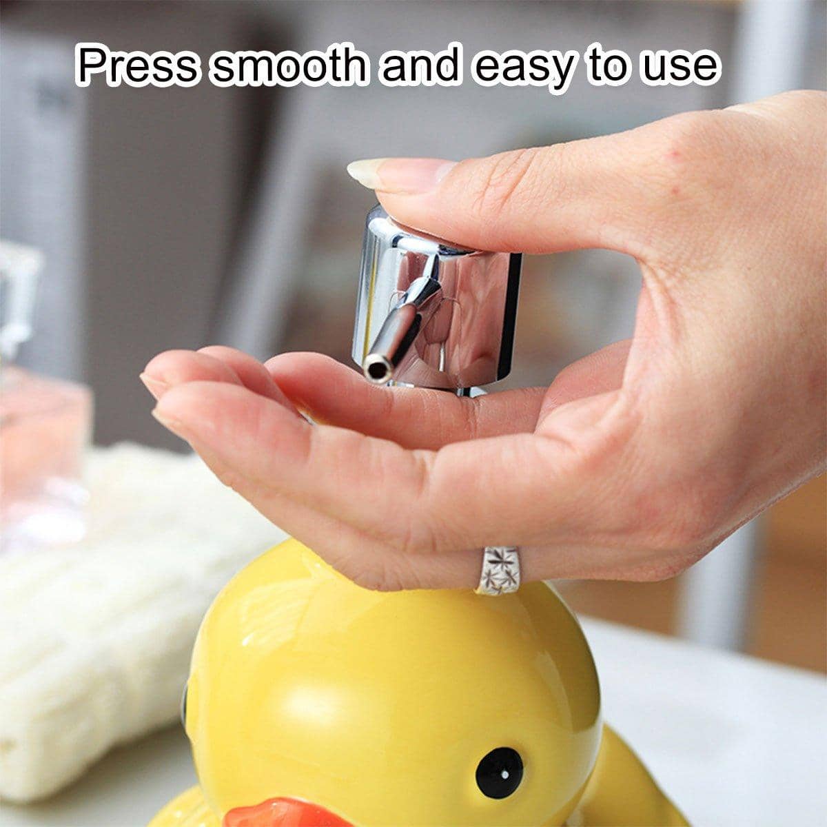 Ceramic Yellow Duck Hand Sanitiser Dispenser Bottle with Press Pump - view 5