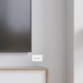 DETA PAL and F-Connector Outlet - White Polycarbonate Nickel Plated TV Wall Plate