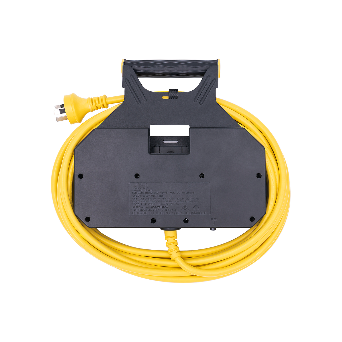 Click 10m Cord Wall Mountable Power Board - 3 Outlet with Hanger - Fast Charging - SuperSaverAU - view 3