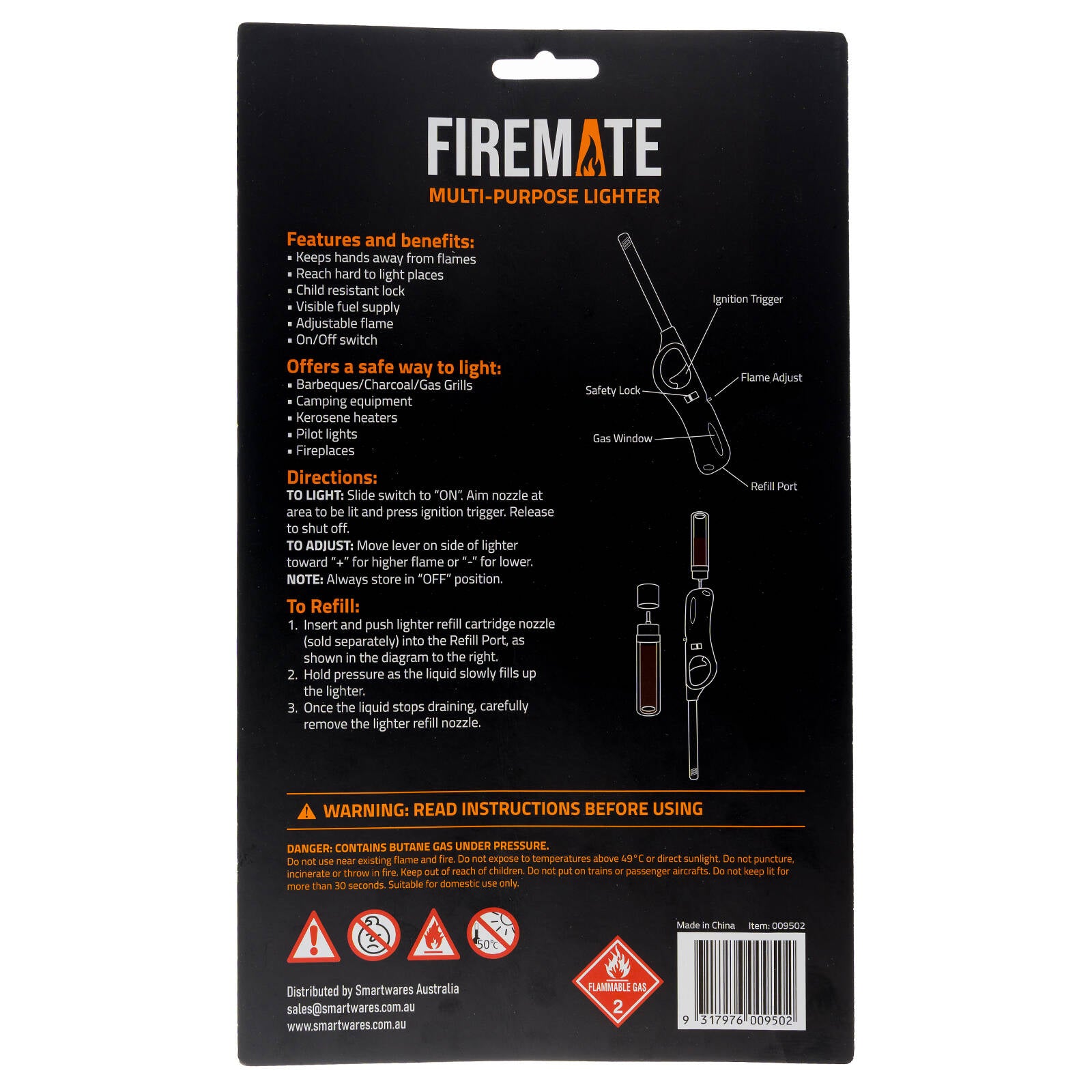Firemate Ignition Gas Firelighters 4 Pack Refillable BBQ Lighters