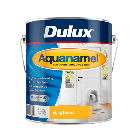 Dulux Aquanamel High Gloss Enamel Paint 4L White Water-Based Acrylic