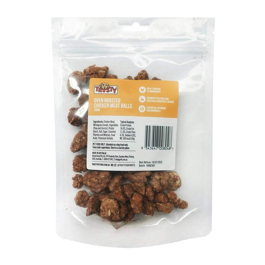 Trusty Oven Roasted Chicken Meat Balls Dog Treats - 100g - High Protein, Low Fat - SuperSaverAU - view 1