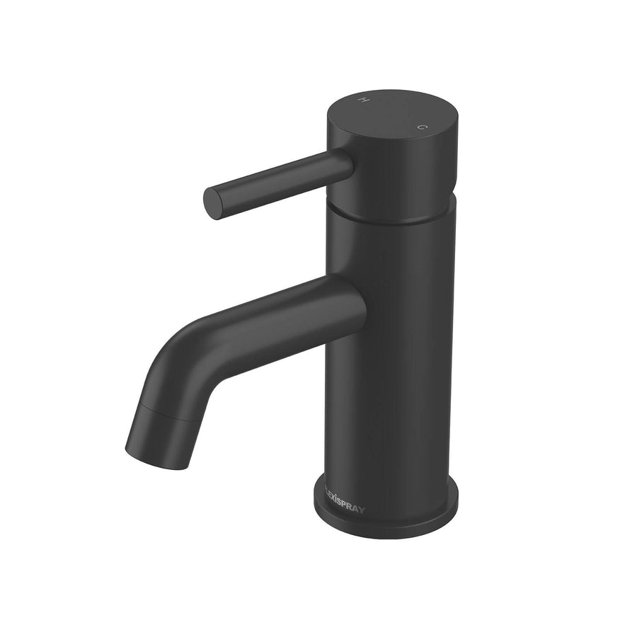 Flexispray Splash Lead Free Basin Mixer Matte Black, 4.5L/min 6 Star, 100mm Spout Pin Lever