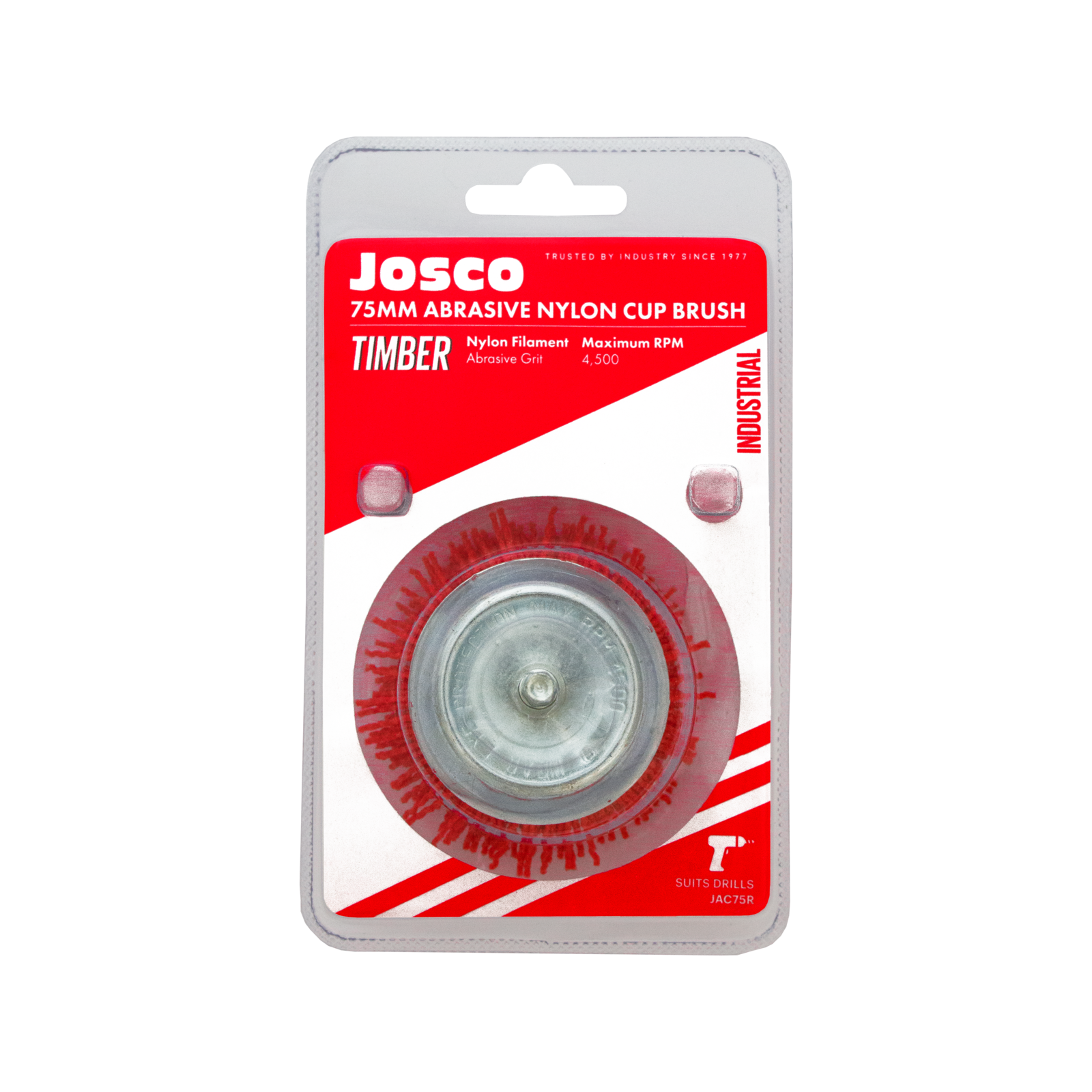 Josco 75mm Red Abrasive Nylon Cup Brush for Angle Grinders
