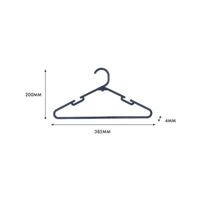 All Set Black Plastic Clothes Hanger 12 Pack - 385mm x 200mm - Anti-Slip Design