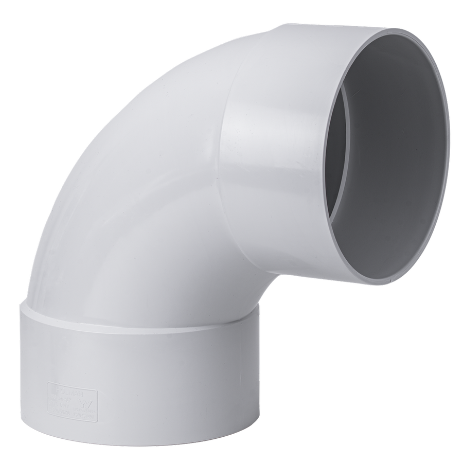 Holman DWV Plain Bend - 150mm - PVC - Female to Female 88° - SuperSaverAU - view 1