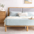 Zinus Double Bamboo Bed Frame - Natural Bamboo, Upholstered Headboard, Slatted Support - AU-FPWNH8ZC-08D
