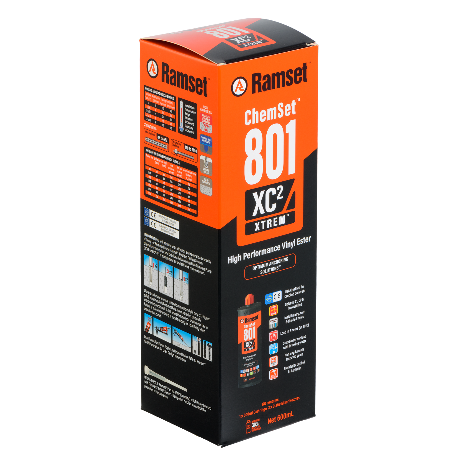 Ramset ChemSet 801 Xtrem XC2 600ml Vinyl Ester Chemical Anchor for Masonry