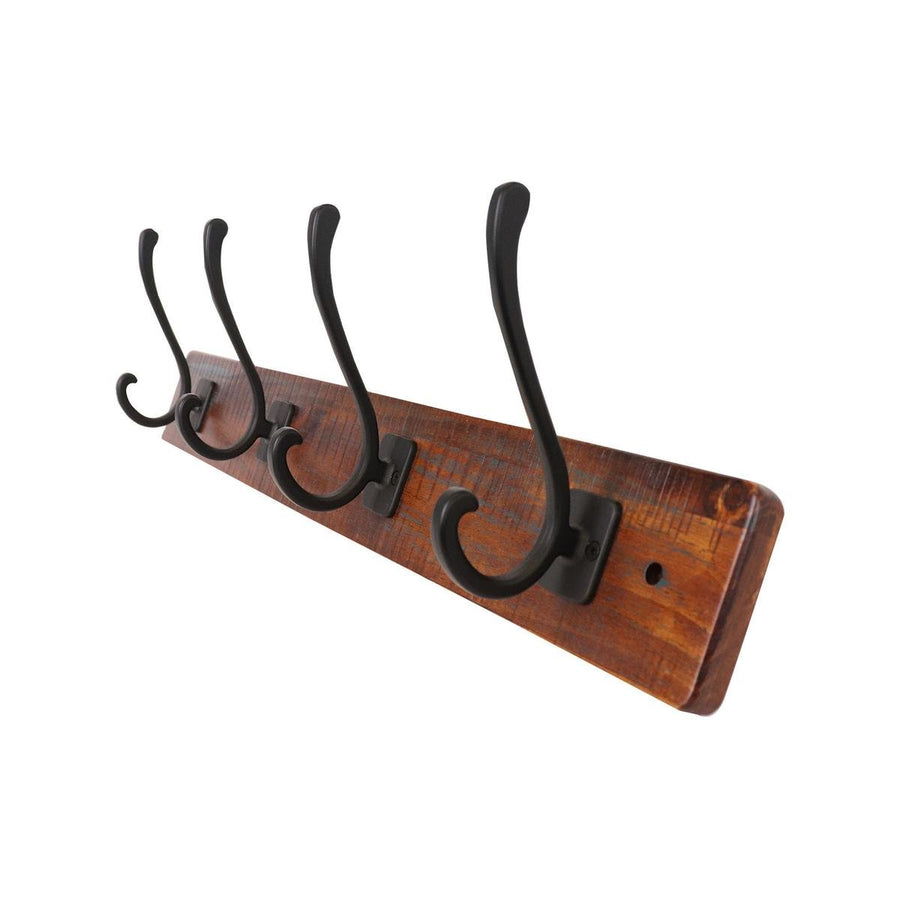 Adoored 4 Hook Rustic Board Deco Hook Rack 600mm - Black - Easy Install - SuperSaverAU - view 1
