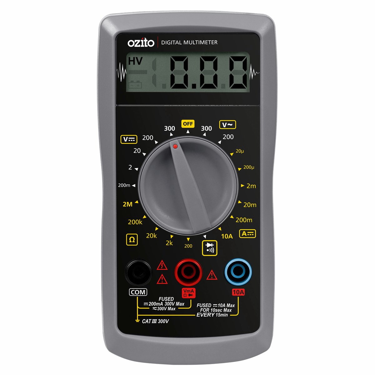 Ozito Digital Multimeter - 300V 10A - Plastic - Troubleshooting Tool - SuperSaverAU - view 2