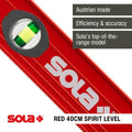 Sola Spirit Level 40cm Red - Precision Measurement Tool - Durable Aluminum - SuperSaverAU - view 3