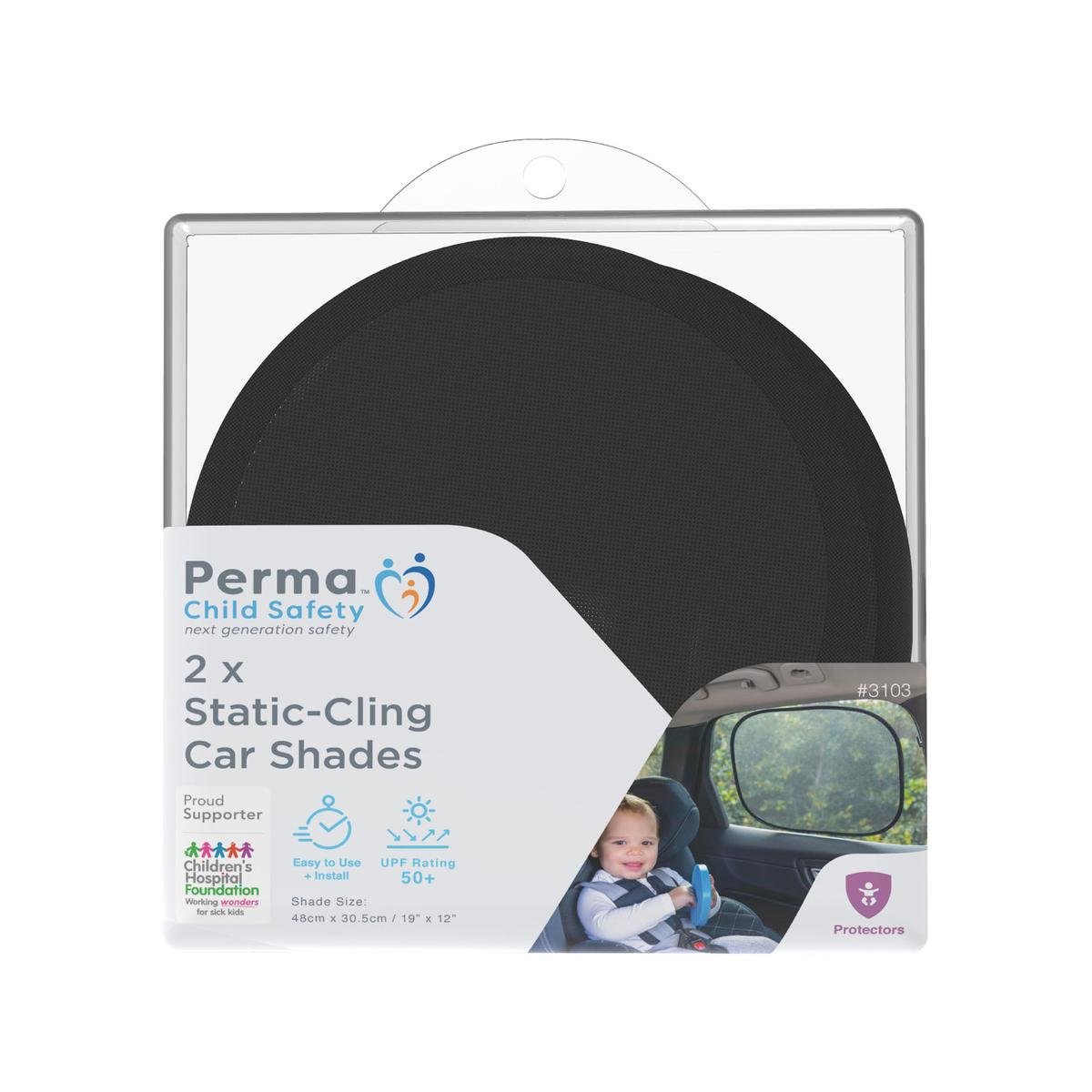 Perma Child Safety Static Cling Car Shade - 2 Pack - UPF 50+ - Easy Install - SuperSaverAU - view 1