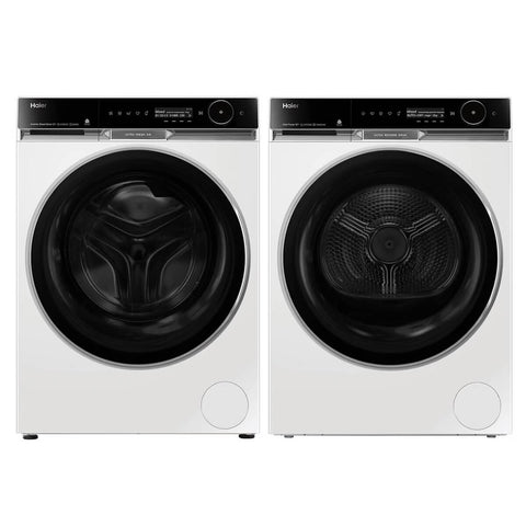 Haier 600 Series 12kg Front Load Washer & 10kg Heat Pump Dryer - White - UV Protect - HWF12PXW1HDHP10PXW1