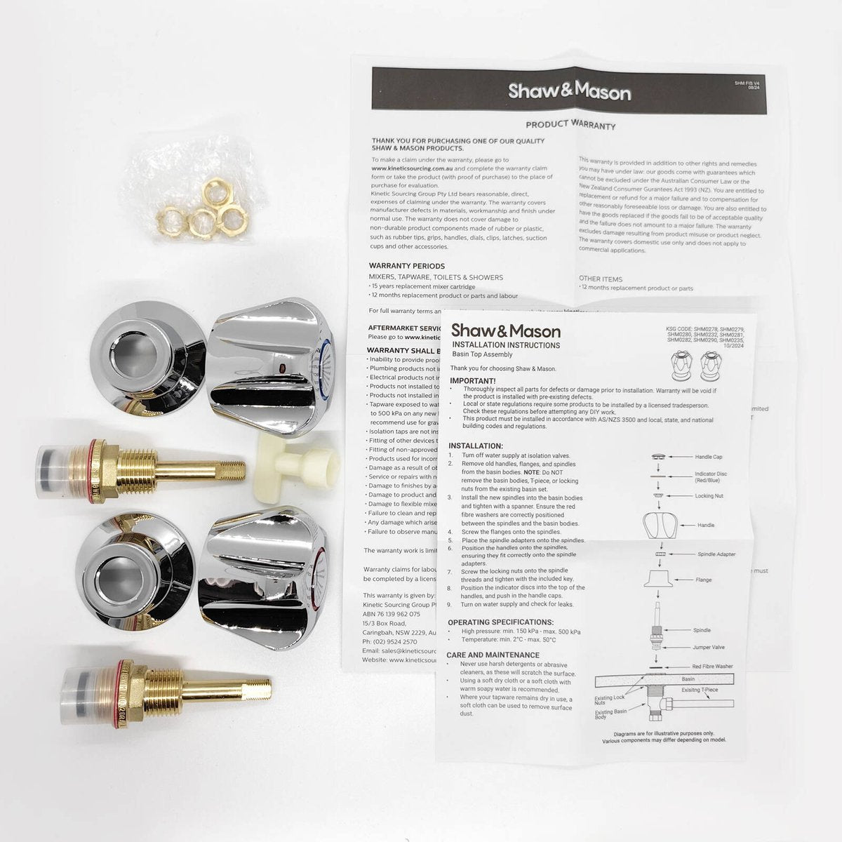 Shaw Mason Chrome Classic Style Basin Top Assembly Pair - 60mm x 94mm - Easy Installation - SuperSaverAU - view 3