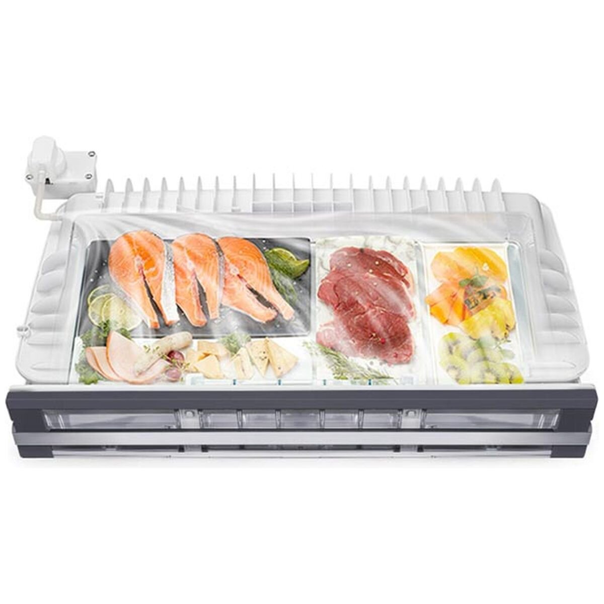 Hitachi 670L French Door Fridge - White Glass, Vacuum Compartment, Made in Japan - R-GW670TAXW