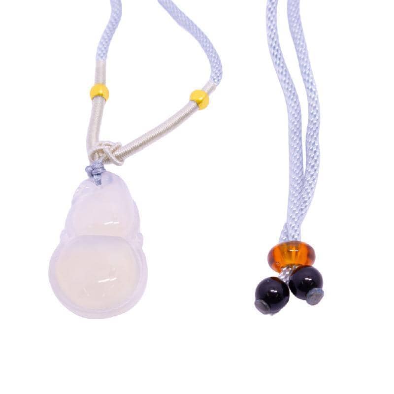 Chalcedony Gourd Pendant Necklace with Adjustable Rope Chain - Gourd Pendant
